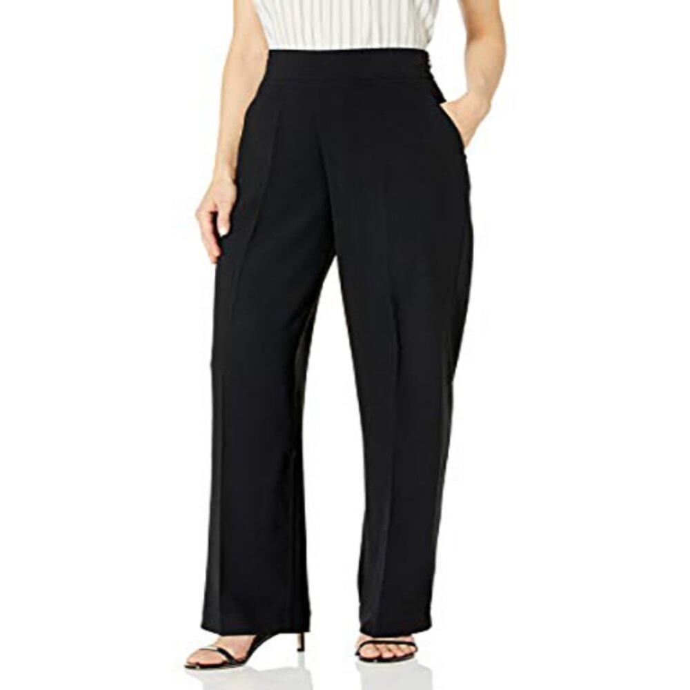 Catherine Catherine Malandrino Straight Leg Pants Slim Mid-Rise Black Medium NEW